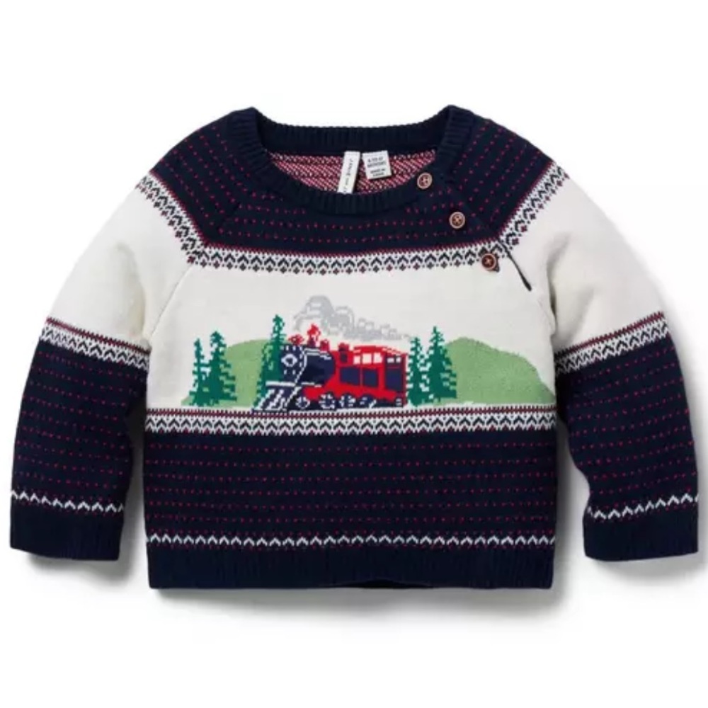 Janie & Jack Fair Isle Train Sweater